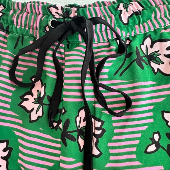 Eloquii Plus Size Green and Pink Striped Floral Shorts - Picture 7 of 9